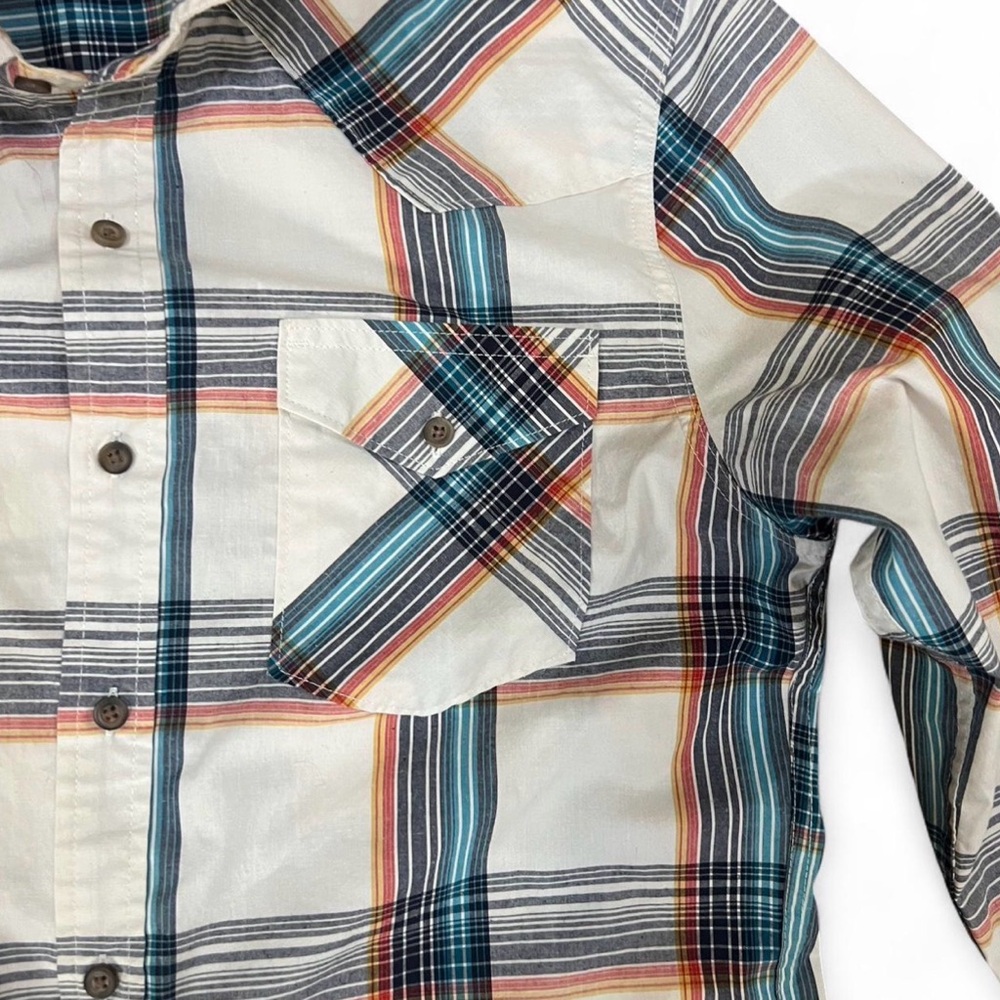 Wrangler Blue and Orange Plaid Casual Button Down Shirt - Picture 5 of 6